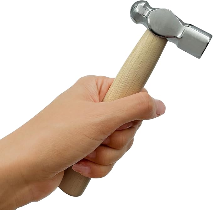 Mini Wooden Handle Round Head Hand Hammer,3 PCS Reinforced Ball Hammers,Round Head Wooden Handle,Escape Tool Hand Hammer for Prying Nails,Woodworking,Repairing,DIY
