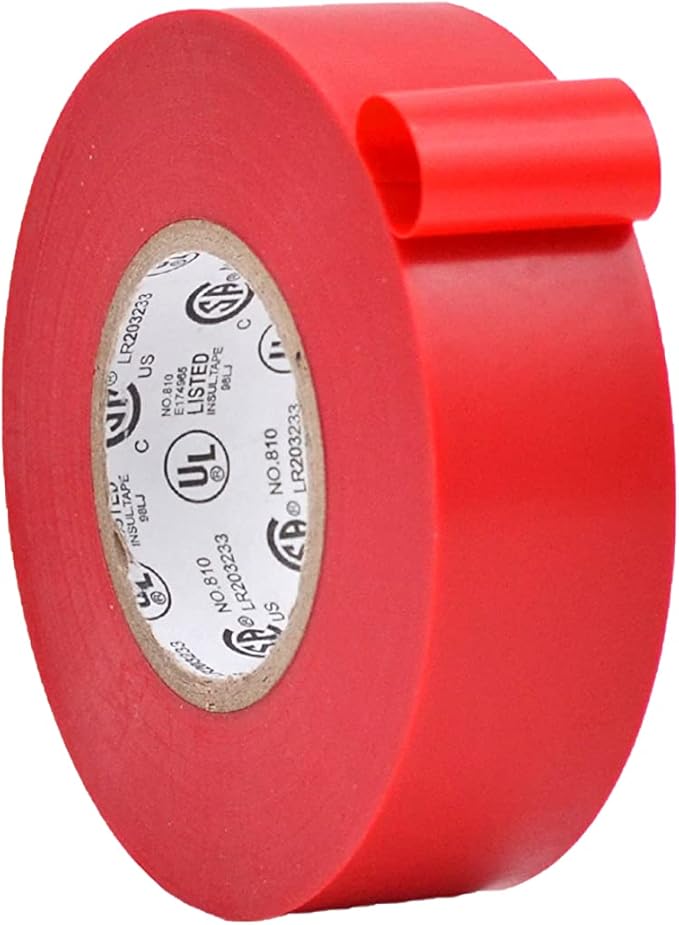 WOD ETC766 Professional Grade General Purpose Red Electrical Tape UL/CSA Listed core. Vinyl Rubber Adhesive Electrical Tape: 1 inch X 66 ft - Use at No More Than 600V & 176F (Pack of 1)