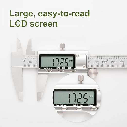 All-Metal Digital Caliper 0-8" Measuring Tool, Micrometer Caliper with Auto-Off Feature, Interchangeable Between inches and millimeters for DIY/Household and 3D Printing