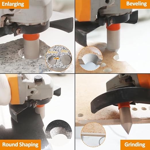 BGTEC Diamond Core Drill Bit Kit - 5pcs, 5/8"-11 Thread, 6/8/20/35mm+0-20mm Chamfer Bit - Porcelain Tile, Ceramic, Marble, Brick