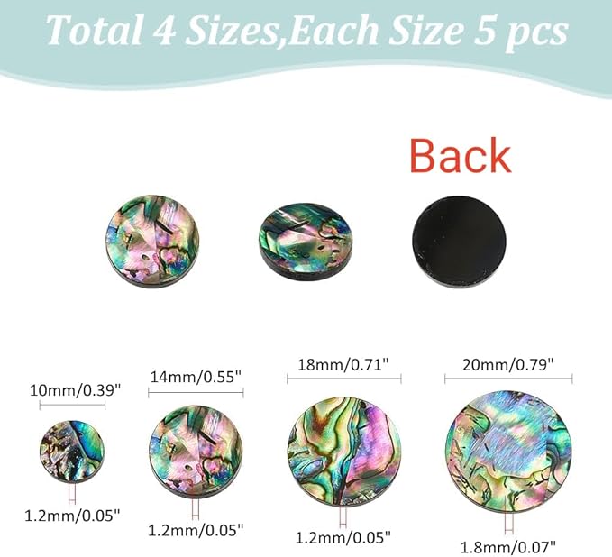 WADORN 4 Sizes Abalone Shell Cabochons - Image 2