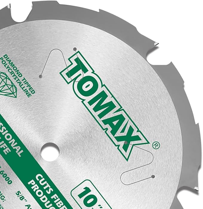 PCDM10 Inch 6 Tooth Polycrystalline Diamond Tipped (PCD) Hardie Fiber Cement Saw Blade with 5/8-Inch Arbor