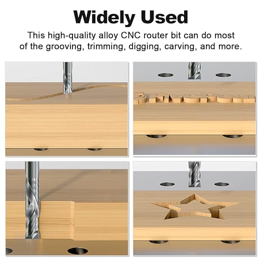 FivePears Up&Down Cut Compression Spiral Router Bit for CNC, 1/4" Cutting Diameter, 1" Cutting Length, 1/4 inch Shank, Carbide End Mill Router Bit for Wood Carving Engraving Grinding Grooving