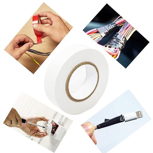 QILIMA White Electrical Tape 10 Pack 3/4-Inch by 60 Feet,Lead-Free Flame Retardant Electrical Tape, Adhesive for General Home Vehicle Auto Car Power Circuit Wiring (130mic)