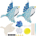 WEBEEDY 2 Sets Colorful Bird Glass Mosaic Tiles Kit Cute Bird Mosaic Coaster by WEBEEDY