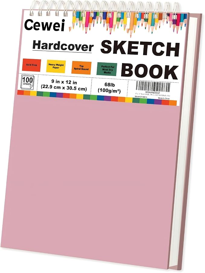 9"x12" Sketchbook Pink, 1 Pack-100 Sheets Cute Sketchbook - Image 8