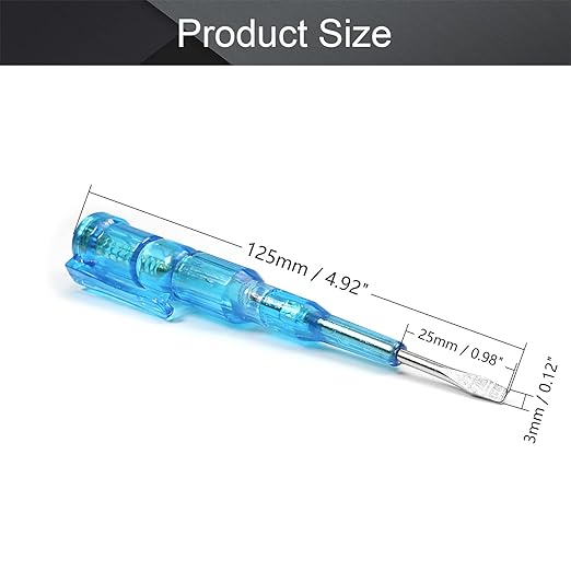 Fielect 2pcs Voltage Detector Pen Test Screwdriver Steel Batch Screwdriver Test Pencil JRDB-107 AC/DC 100-500V Blue Clear