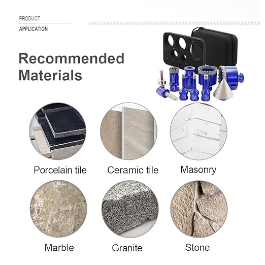 SHDIATOOL Diamond Drill Core Bits Kit Hole Saw Sets Diamond Drill Mould Guide for Drilling Porcelain Tile Marble Ceramic Granite with Hollow EVA Guide Jig 10pcs(6/8/10/35/50/65/10/25mm/2inch/HEX)