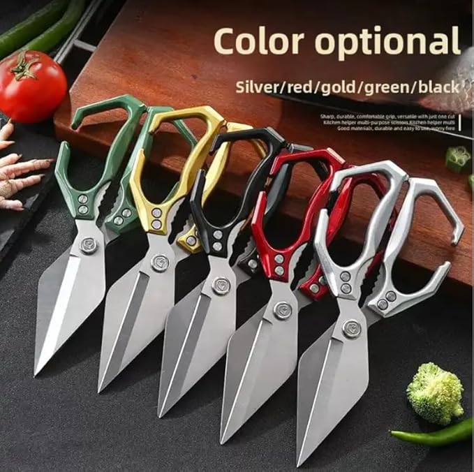 Multi-Purpose Kitchen Scissors,stainless steel scissors,Poultry Shears,Sharpeners Bottle Openers Zester and More Stainless Steel,for opening cans and heavy duty poultry cutting (Black)