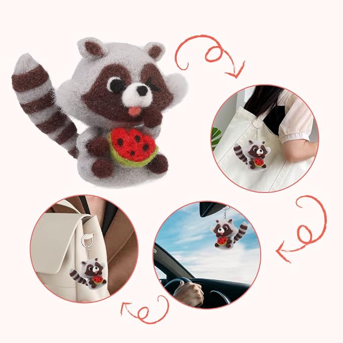 JUPEAN Needle Felting Kit Needle Felting Supplies Raccoon Animal - Image 7