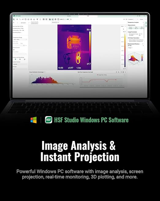 F2W Thermal Camera 256x192 IR Resolution, 640x480 Super Resolution Thermal Imaging Camera with IntellFault Intelligent Scene,3.2" Screen,25Hz,-4°F to 1022°F,App Image Transfer & PC Analysis, Case