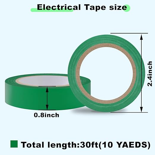Romeda 9 Pack Electrical Tapes, Electrical Tape Water, Sun, and Oil Resistant, Electrical Tape is Suitable for Most Domestic, Commercial, and Industrial environments - Green