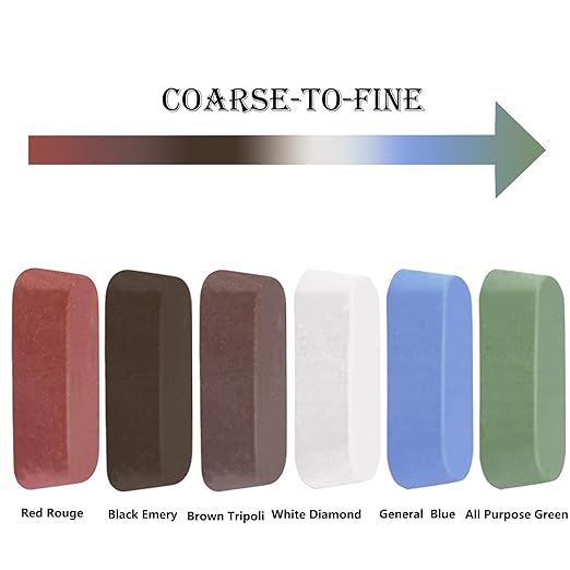 12 Pcs Metal Buffing Polishing Compound for Buffing Wheel, Buffing Wheel Compound, Grit Corresponds to The Color from Coarse to Fine for Stainless Steel, Jewelry, Aluminum Polishing Compound
