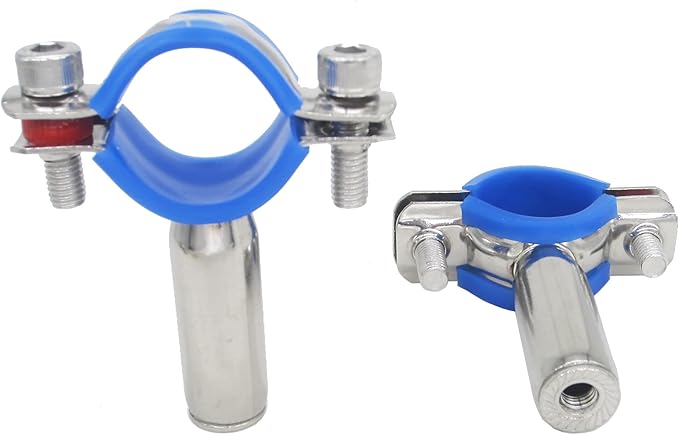 Stainless Steel Adjustable Pipe Clamp Bracket - Wall/Ceiling Mount Support for 1-Inch (32mm) Pipe, Heavy-Duty Rustproof Brackets with Screws, Female Type, Set of 2