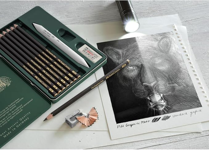 Faber-Castell Pitt Graphite Matte Pencil Set, Metal Tin of 8 Graphite Pencils - Image 5