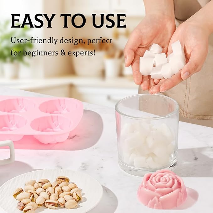 SJ Rose Soap Molds 2 Packs, Flower Design Silicone Soap Molds - Image 7