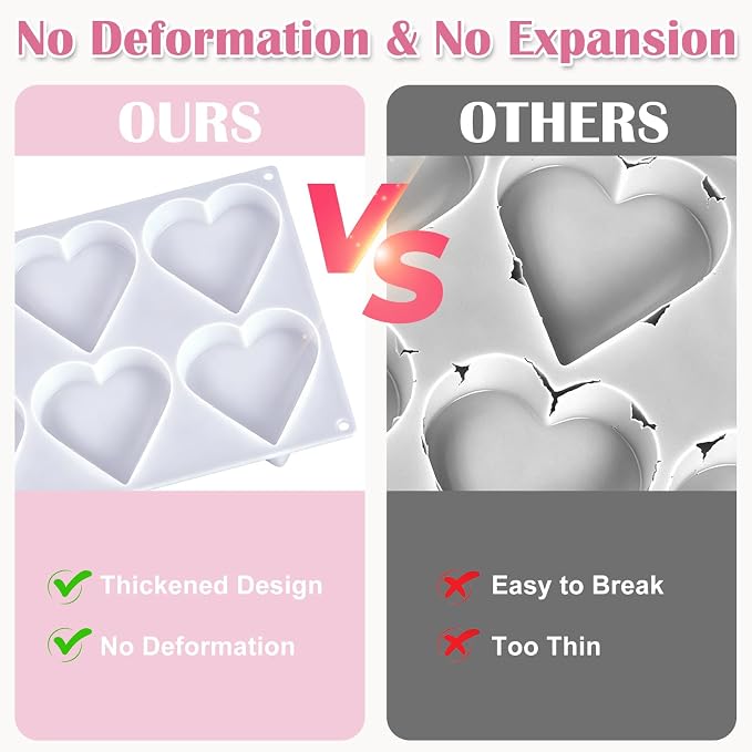YOILES Deep Coaster Resin Molds Silicone Heart Silicone Molds - Image 3