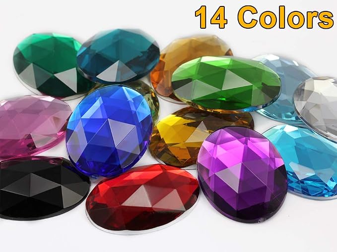 40x30mm Pink Rose Lite .RS72 Large Flat Back Oval Acrylic Rhinestones Cosplay - Image 7