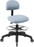 Chair Master FSS Series Square seat (20"-28") seat Height Chair. Vinyl-for Office, Garage, Desk, Shop, Computer, Doctor, Medical, Easy to Clean! 18" Footring (Gray, Mid Stool, Rubber Roller Casters)