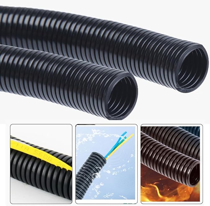 15 FT 1/4” Wire Loom Split Tubing,Dog Cat Cord Protector,Split Wire Loom Tubing Wire Conduit – Black (15FT 1/4")
