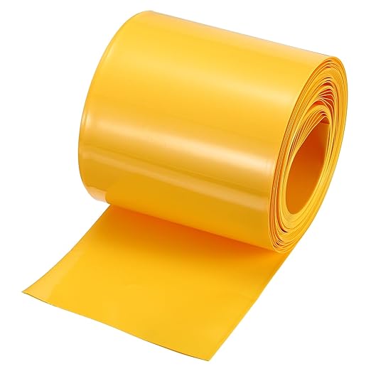 MECCANIXITY Battery Wrap PVC Heat Shrink Tubing 55mm Dia 85mm Flat 33 Feet(10meters) Yellow Good Insulation for Battery Pack