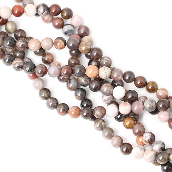 35PCS 10mm Natural Silicified Wood Jade Gemstone Round Loose Beads - Image 4