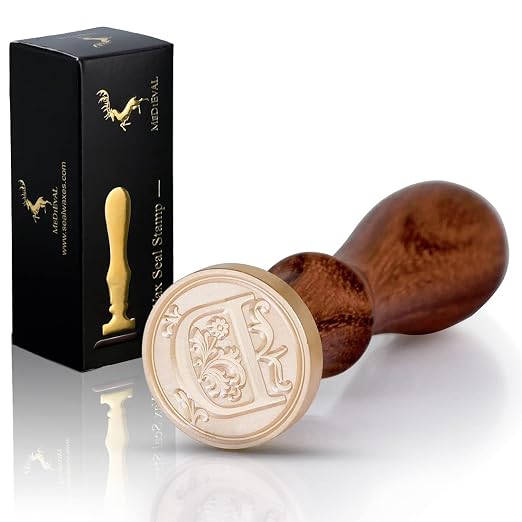 Medieval Antique Initial Alphabet Wax Seal Stamp, Brass Head Wooden Handle - Image 6
