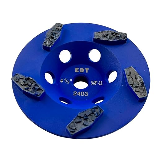 4.5" PCD Grinding Wheel for Epoxy, Glue, Mastic and Paint, 5 Crushed Chip PCD Segments, 5/8"-11 Threaded Arbor