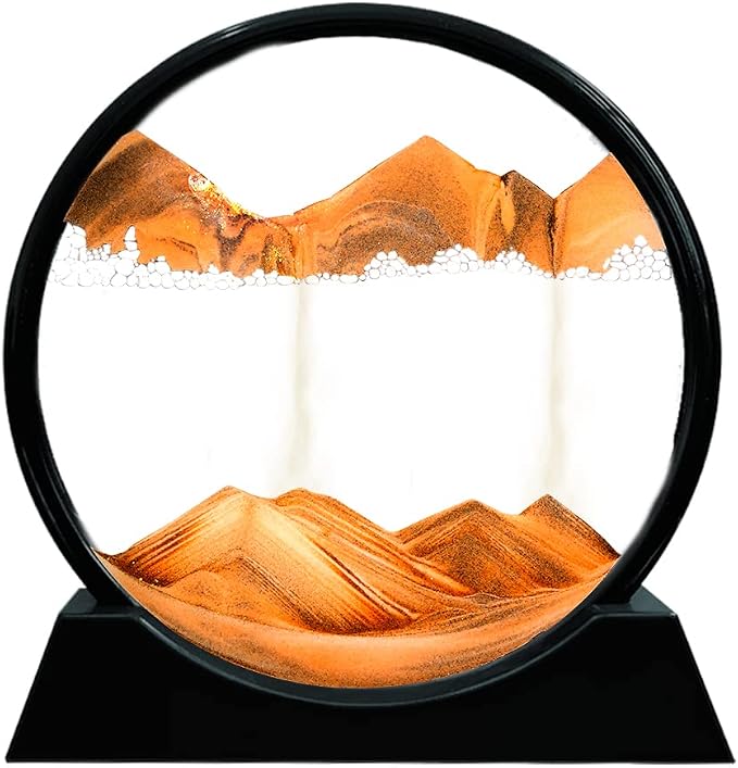 Muyan Moving Sand Art Picture Sandscapes in Motion Round Glass 3D Deep Sea Sand by Muyan