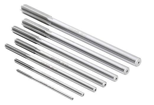 Accusize Industrial Tools Fractional Sizes 1/8" Thru 1/2" by 16th HSS M2 Premium Chucking Reamer Set, Right Hand Cut, 7pcs/Set, 5528-SH00