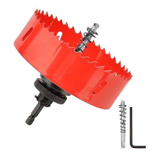 Hole Saw Heavy Duty bit Hex Shank,Hole Saw HSS with Arbor Bi-Metal & Heavy Duty Hole Saw Cutter for Wood Corn Hole Boards Plastic Drywall (φ76)