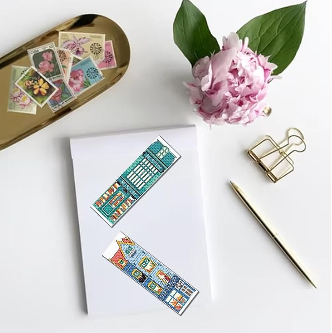 FREEBLOSS 6 Set Cross Stitch Bookmark Kit Stamped Cross Stitch Kit Street View - Image 6
