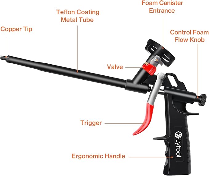 Foam Gun, Lytool Expanding Foam Gun, Professional Foaming Gun Insulation Spray Application Applicator Caulking Gun for Filling, Sealing
