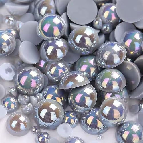 1000PCS Mixed Sizes 3/4/5/6/8/10mm Flatback Half Round Pearls Gems by Unknown