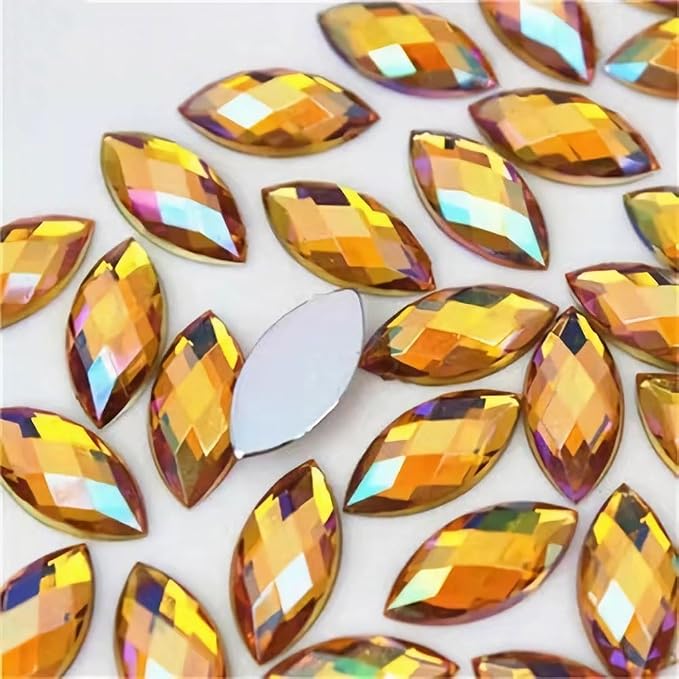 100 Pcs 15x7mm AB Colorful Jewels Gems Rhinestones by UYTRDVG