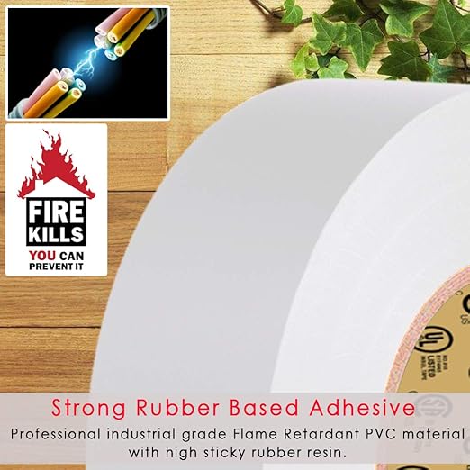 White Electrical Tape 8Rolls, 7mils x 3/4 in x 30 ft, Flame Retardant,Waterproof,Strong Adhesive, Durable, Easy-Wrap,High Temp Electrical Tape Electric Super Vinyl