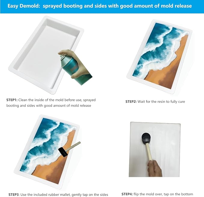 2Pcs Extra Large Reusable Epoxy Resin Table Mold - Image 4