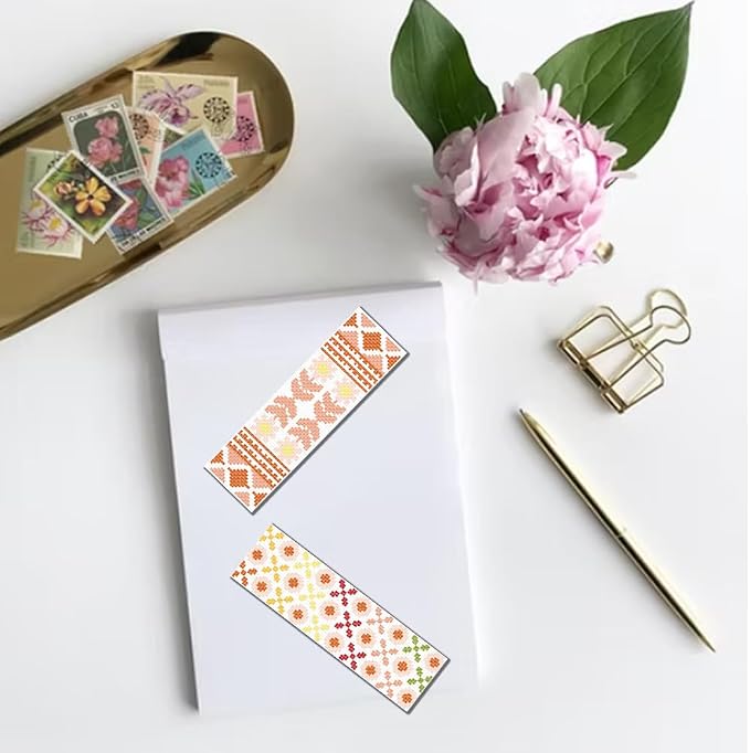 FREEBLOSS 6 Set Bohemian Cross Stitch Bookmark Kit, Geometric Pattern DIY - Image 6