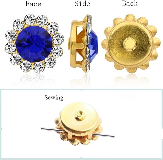 100pcs Sew on Rhinestones Sunflower Shapes Crystal Glass Mixed 8mm 10mm 12mm - Image 4