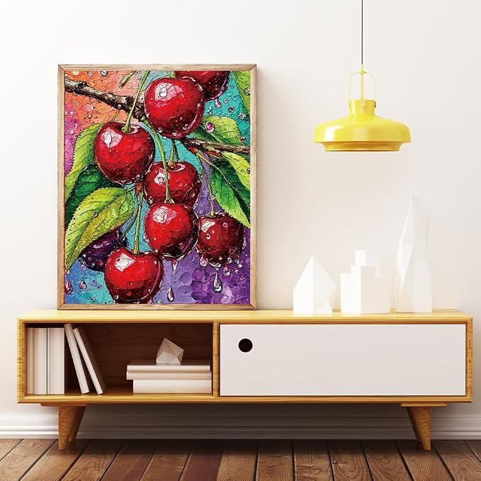 VICESESE Red Cherries with Water Drops Diamond Painting Kits - Image 3