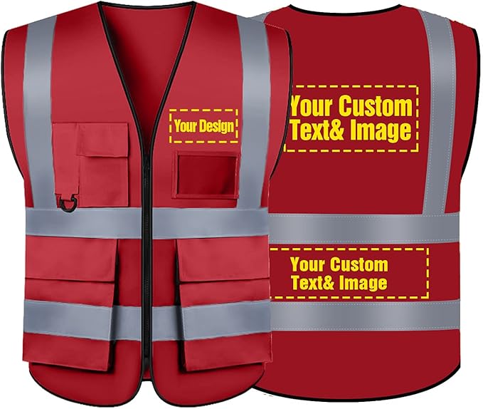 BeautyWill Custom Safety Vest Customized Logo Class 2 High Visibility Reflective Vest with Pockets Construction workwear