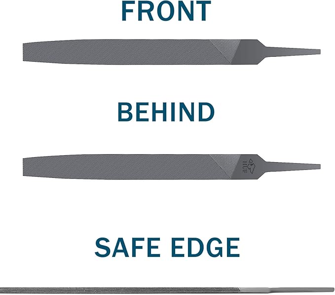 6-inch Flat Medium Cut File Double Cut Teeth High Carbon Steel Hand File Single Cut Hardened Without Handle Ideal for Wood, Metal, Plastic
