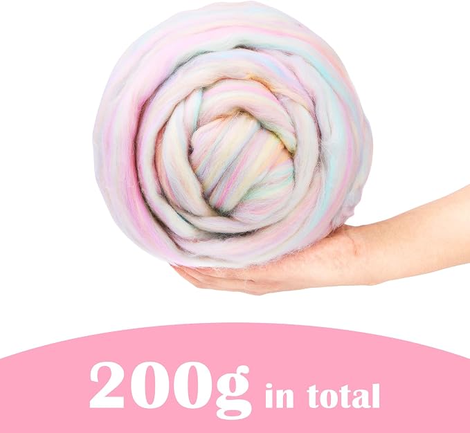 Wool Roving 7.02oz Colored Natural Needle Felting Wool Bulk - Image 2
