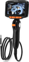 Upgraded Articulating Borescope with Light, 5'' 1080P HD Display Industrial Endoscope Inspection Camera, for Wall Automotive Engine Inspect, Snake Camera for Automotive HVAC and Industrial Mechanics