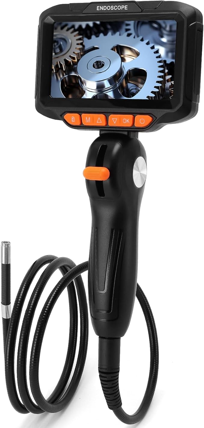 Upgraded Articulating Borescope with Light, 5'' 1080P HD Display Industrial Endoscope Inspection Camera, for Wall Automotive Engine Inspect, Snake Camera for Automotive HVAC and Industrial Mechanics