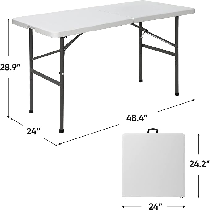 SUPER DEAL Portable 4 Foot Plastic Folding Table, Small Indoor Outdoor Heavy - Image 3