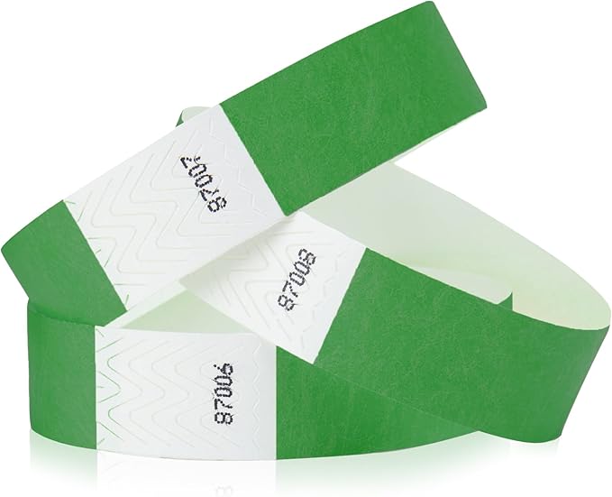 1,000 WristCo Kelly Green Tyvek Wristbands for Events - Comfortable Tear Resistant Paper Bracelets ID Wrist Bands for Concerts Festivals Admission Party Identification