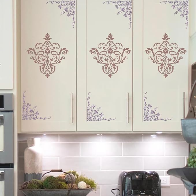Damask Stencils for Walls 12inch Corner Border Stencil Large Texture Stencils - Image 5