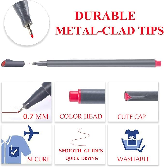iBayam Fine Tip Pens, Micron Point 0.38mm, Note-Taking Journaling | Smooth - Image 8