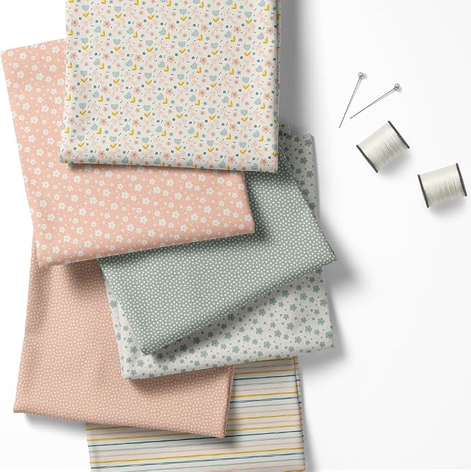 Patchwork Fabric Panel 100x155 cm, 100% Cotton Satin, 6 Coordinated Pastel - Image 2